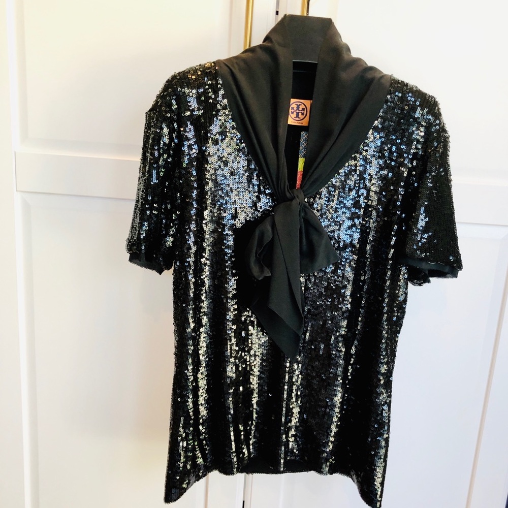 Tory Burch Black Sequence Blouse